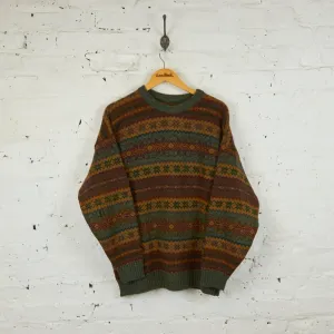 Headlock Vintage Patterned Knit Jumper - Green - M