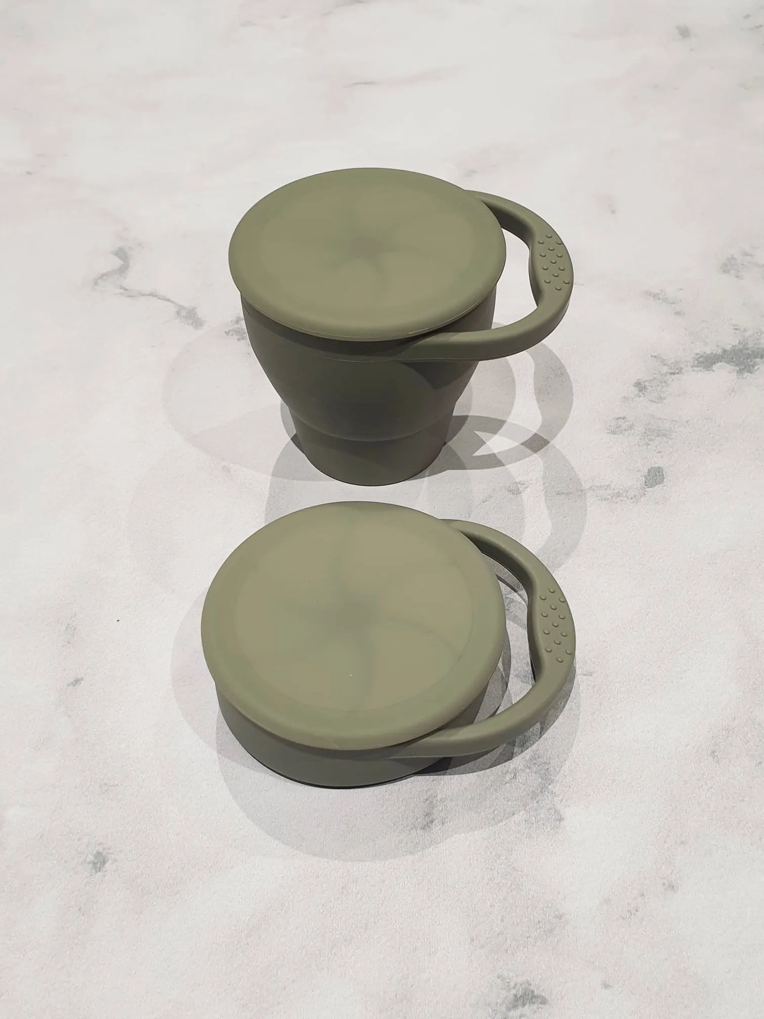 Luna Rose Soft Khaki Collapsible Travel Snack Pot with Lid